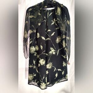 Mondi Floral Skirt & Square Scarf Rolled Hem Sheer Lined